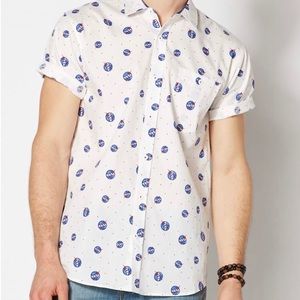 NASA Logo Print Buzz Aldrin Button-Up Shirt